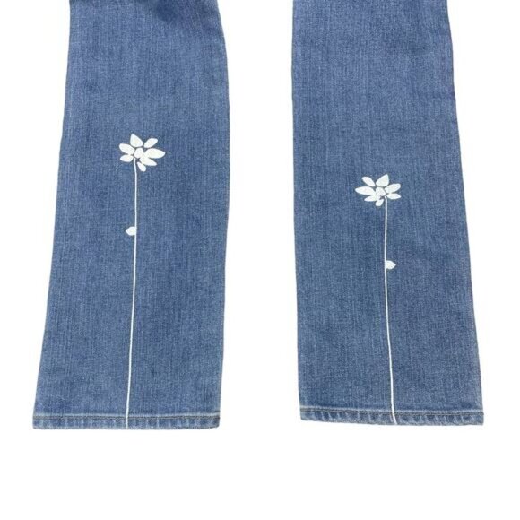NWT 7 FOR ALL MANKIND Easy Slim High Rise Floral Print Jean Sz 25 Destroyed - Picture 6 of 7